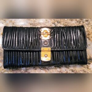 Authentic Miu Miu Black Pleated Patent Leather Wallet-HARD TO FIND!!!